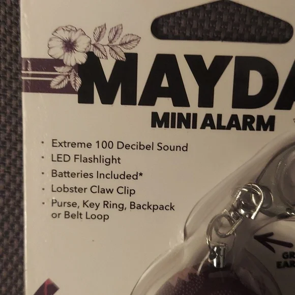 Mini Alarm with LED Flashlight - Purple Floral motif - Picture 3 of 5